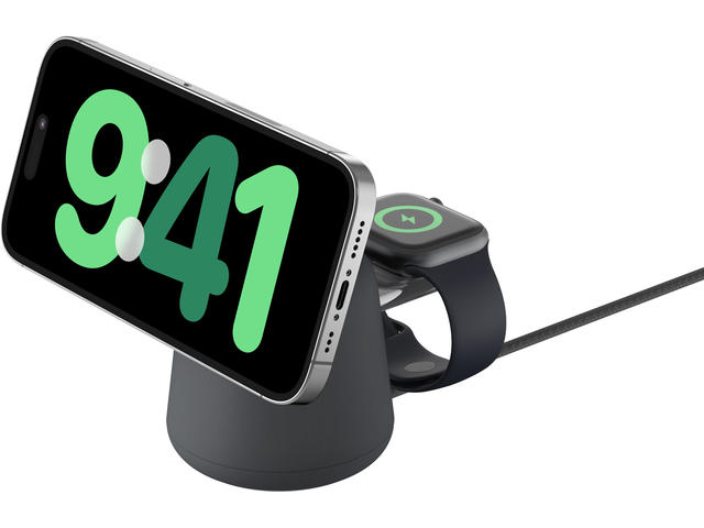 Зарядни устройства  BoostCharge Pro Sale 2-in-1 Wireless Charging Dock with MagSafe 15W, Charcoal