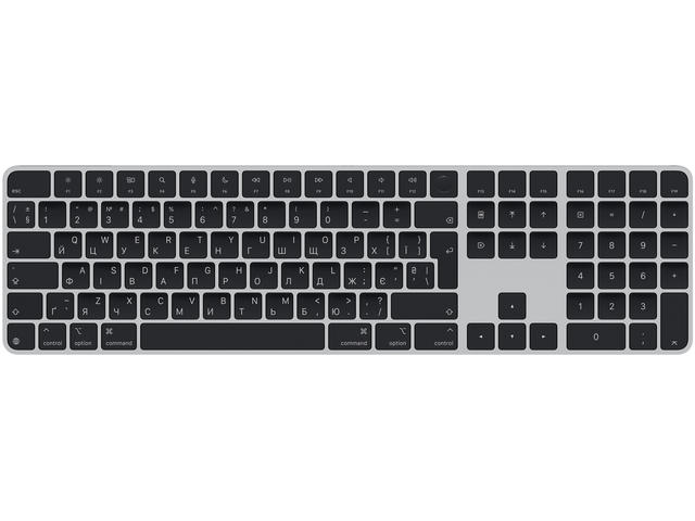 Клавиатури Apple Magic Keyboard with Touch ID and Numeric Keypad for Mac models with Apple silicon (USB–C) - Ukrainian - Black Keys