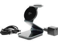Зарядни устройства Dviced 3-in-1 Magnetic Qi2 wireless charger stand w cable, wall charger - Tarnish gray