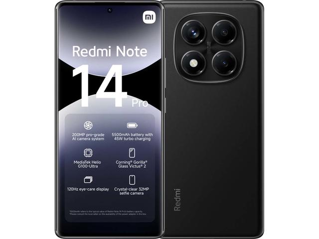 Смартфони Xiaomi Redmi Note 14 Pro - 8GB RAM / 256GB, Midnight Black