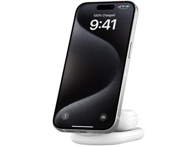 Зарядни устройства Belkin BoostCharge 2-в-1 Qi2 15W, в бяло