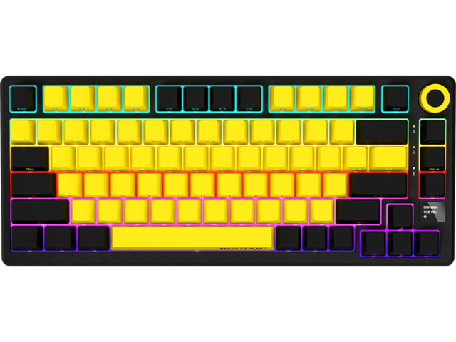 Клавиатури LORGAR KBP7075W, Wireless, Black/yellow, EN layout