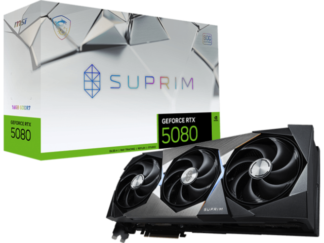 Видео карти MSI GeForce RTX 5080 16G SUPRIM SOC