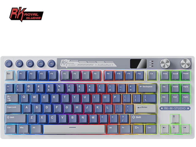 Клавиатури Royal Kludge RK M87 Ocean Blue, Cream switch
