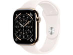 Смарт часовници Apple Watch Series 11 GPS + Cellular 42mm Gold Titanium Case with Light Blush Sport Band - S/M