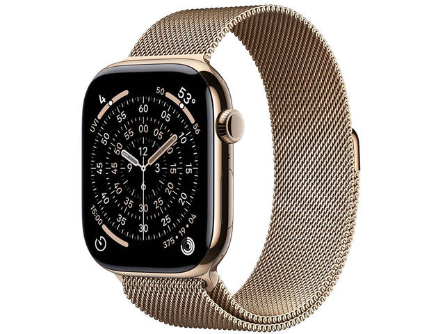 Смарт часовници Apple Watch S11 GPS + Cellular 46mm Gold Titanium Case with Gold Milanese Loop - M/L