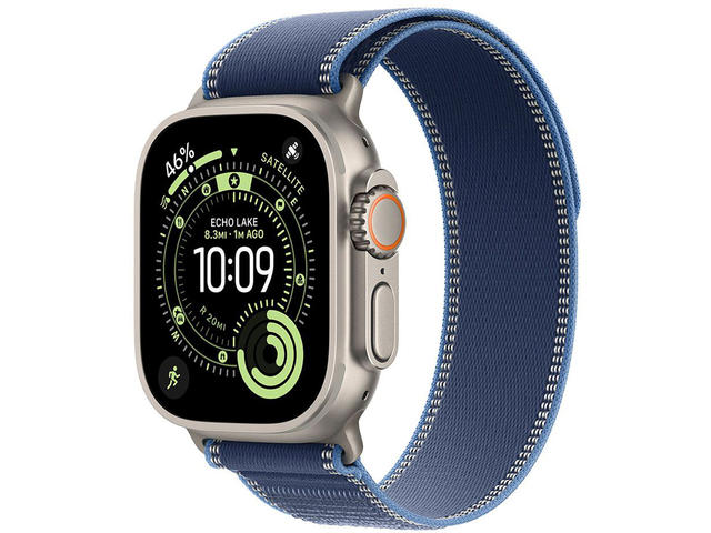 Смарт часовници Apple Watch Ultra 3 Cellular 49mm Natural Titanium Case with Blue/Bright Blue Trail Loop - M/L