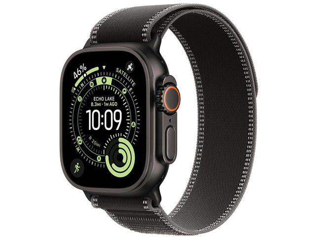 Смарт часовници Apple Watch Ultra 3 Cellular 49mm Black Titanium Case with Black/Charcoal Trail Loop - S/M
