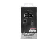 Зарядни устройства PURO Mini зарядно за кола за iPhone + Lightning кабел