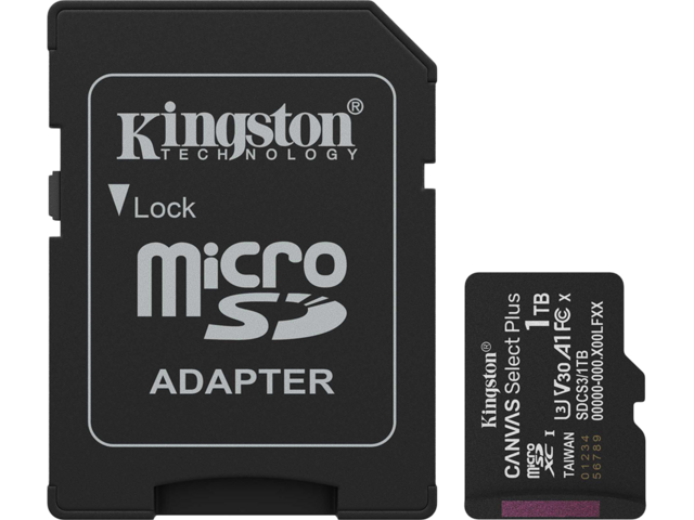 Карти памет 1TB microSDXC Kingston Canvas Select Plus Gen3