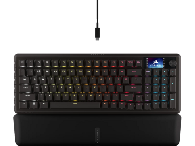 Клавиатури CORSAIR VANGUARD 96 Wireless Mechanical Gaming Keyboard, Backlit RGB LED, CORSAIR MLX Plasma, Black, Black PBT DS Keycaps