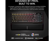 Клавиатури CORSAIR VANGUARD 96 Wireless Mechanical Gaming Keyboard, Backlit RGB LED, CORSAIR MLX Plasma, Black, Black PBT DS Keycaps