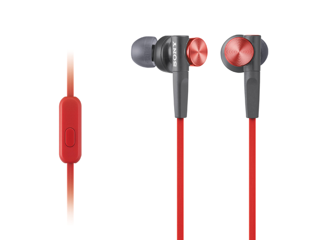 Слушалки Sony MDR-XB50AP, в червено